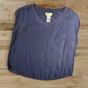 Isabel Marant Etoile designer dusty purple 100% silk top with scalloped hem